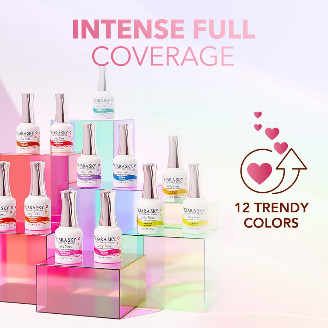 KIARA SKY Jelly Tints Heat Stroke Neon Pink Gel Polish | One-Coat Coverage