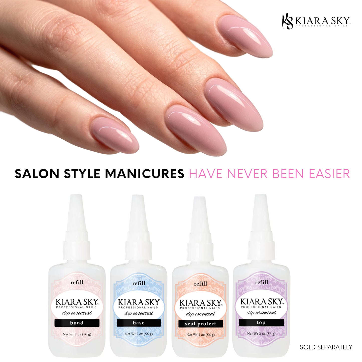 Kiara Sky Liquid Essentials Dip Manicure Base Coat | 2 oz Refill | Step 2 Base Coat