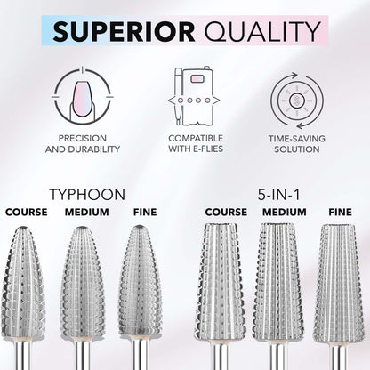 Kiara Sky Large Smooth Top Fine Universal Nail Drill Bit with Safety Edge | Non-Coated
