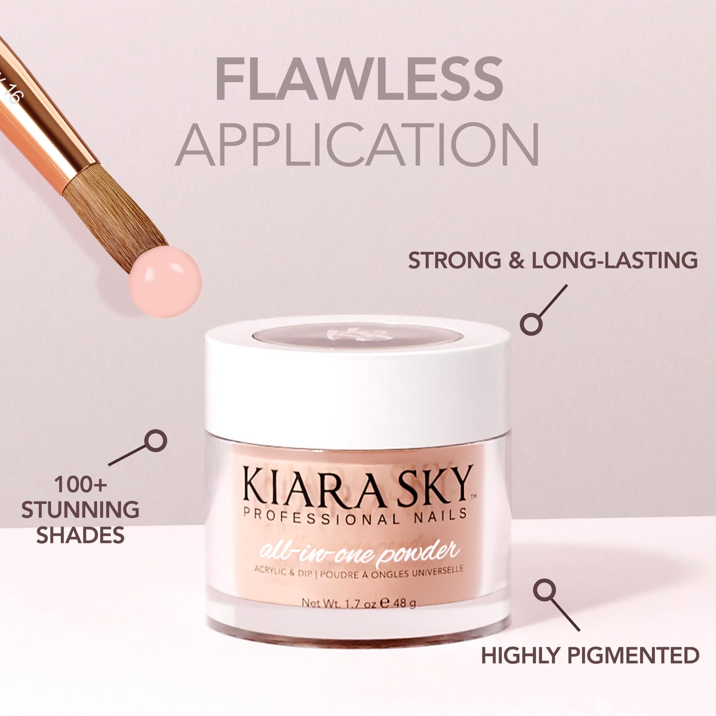 Kiara Sky All-In-One Nail Powder | Keep It 100 | Multi-Use Dip & Acrylic Powder (2 oz)