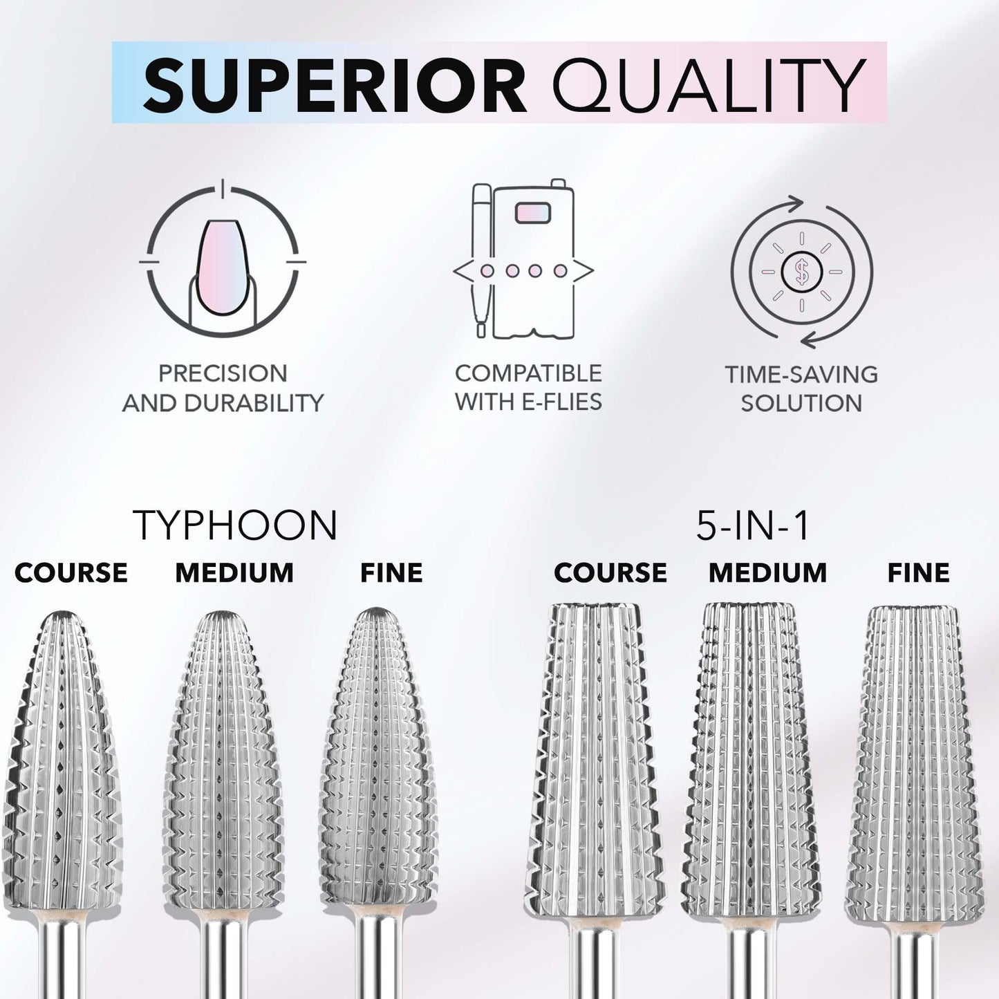 Kiara Sky Typhoon Coarse Drill Bit – Universal E-file with Safety Edge | Non-Coated