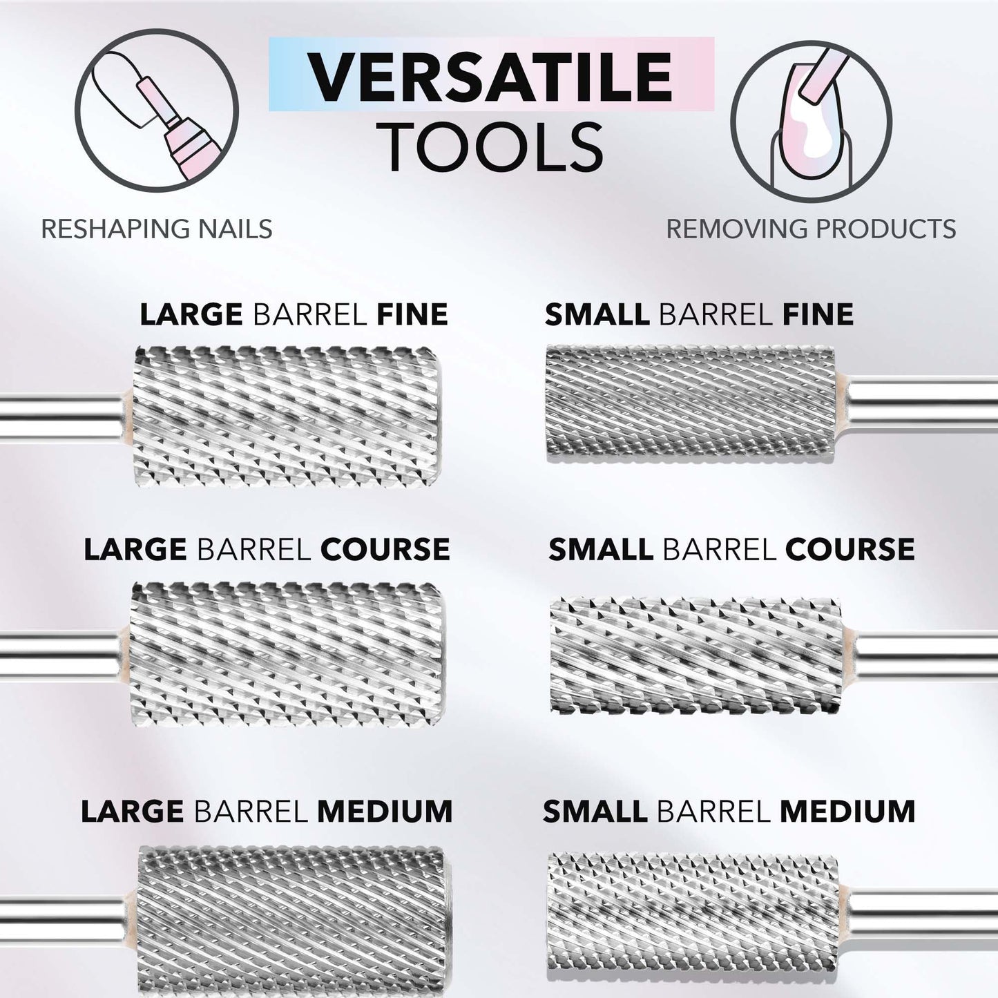 Kiara Sky Large Smooth Top Fine Universal Nail Drill Bit with Safety Edge | Non-Coated