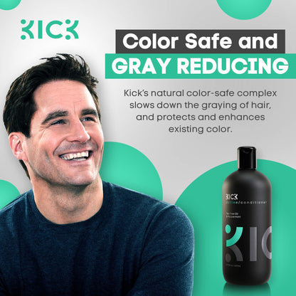 Kick Mens Conditioner: Tea Tree & Peppermint for Hair Loss, 17oz