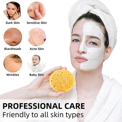 Kickleen 120-Count Compressed Facial Sponges – Natural Cellulose Spa Sponges for Daily Cleansing