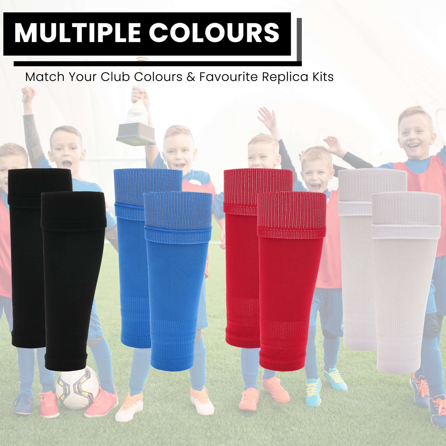 Kids Leg Sleeve Socks Red Fits Over Calf Shin Pads Compression Sleeves for Football Training Running by Sock Stack