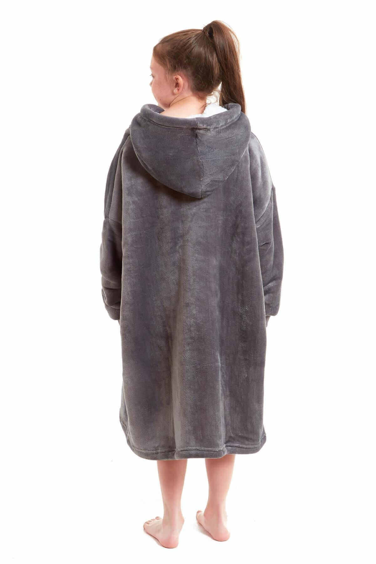 Kids Oversized Hooded Fleece Blanket with Reversible Sherpa Double Pocket Ultra-Soft Cozy Wearable Blanket for Lounging and Outdoor Ages 8-15 by Daisy Dreamer