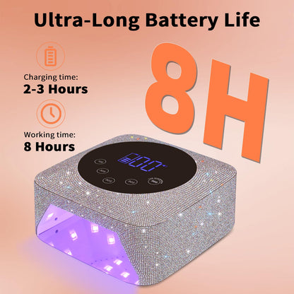 Kikugu Cordless UV Nail Lamp 72W – 5 Timer Settings, Rechargeable, Auto Sensor