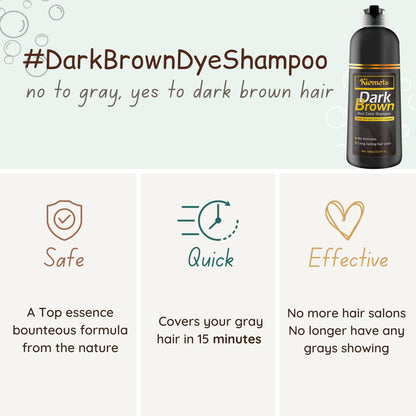 KILOMETS Dark Brown Hair Color Dye Shampoo | 100% Grey Coverage in Minutes | Ammonia Free | 400ml