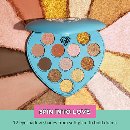 Kimchi Chic Spinning Hearts Love Eyeshadow Palette — 12 Shades for Soft Glam to Bold Looks, Long-Lasting