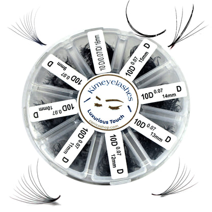 Kimeyelashes Premade Volume Fans 9–16mm | C/D Curl Wispy Promade 4D–10D