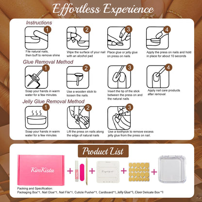 KimKista Amber Bloom-S Handmade Almond Press On Nails – 3D Flowers, Gold Chrome, Reusable Kit