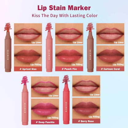 KIMUSE Lip Stain Set – 5-Piece Matte, Long-Wear Lip Color