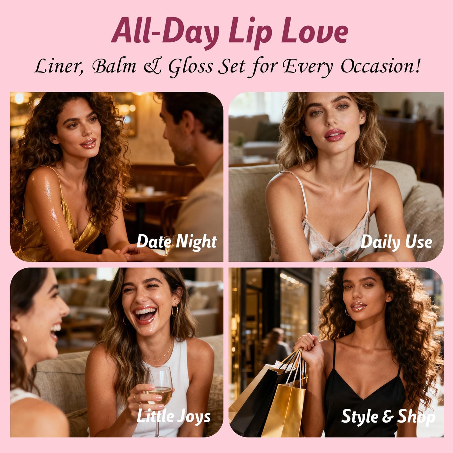 Kimuse 3PCS Lip Combo Set — Matte Lip Liner, Hydrating Tint Lip Balm & Juicy Lip Gloss Tint | Sweet Fig