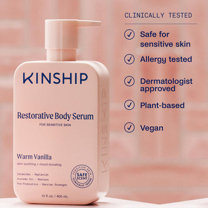Kinship Restoring Body Serum for Dry Skin | Lightweight Hydration | Fragrance-Free, 13 oz