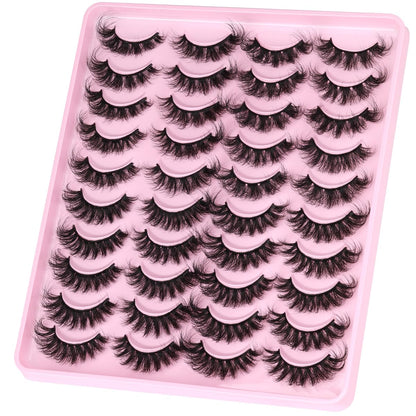 Kiromiro Mink Lashes Fluffy Faux Mink, 20mm D-Curl Russian Cat Eye, 20 Pairs