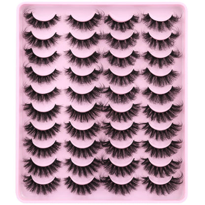 Kiromiro Mink Lashes Fluffy Faux Mink, 20mm D-Curl Russian Cat Eye, 20 Pairs