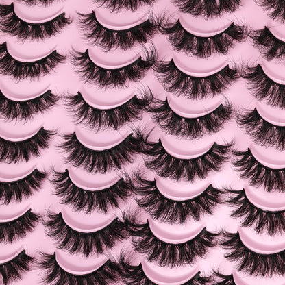 Kiromiro Mink Lashes Fluffy Faux Mink, 20mm D-Curl Russian Cat Eye, 20 Pairs