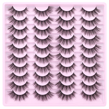 Kiromiro 20 Pairs Lashes Wispy Faux Mink Lashes 15mm Cat Eye – Natural Look, 3D Volume, C-Curl