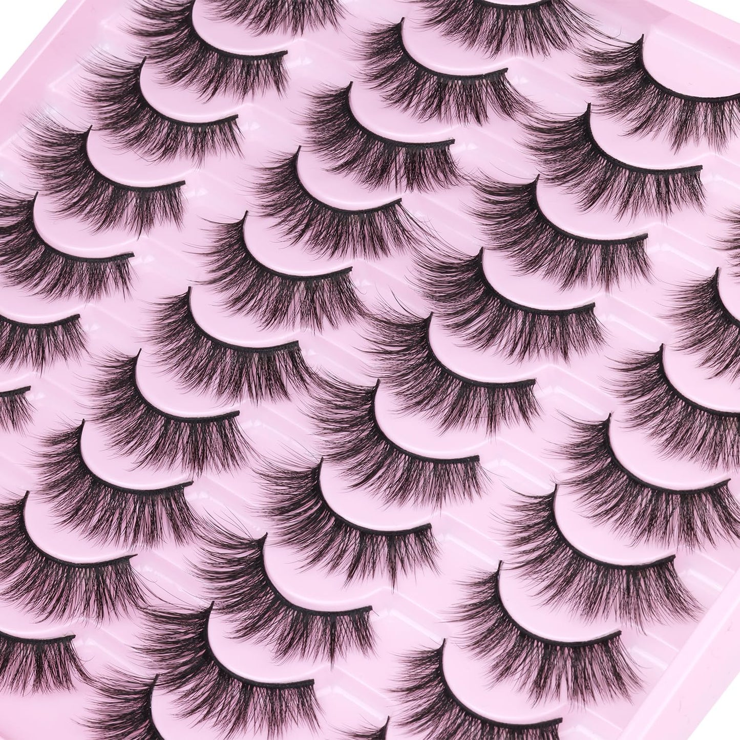 Kiromiro 20 Pairs Lashes Wispy Faux Mink Lashes 15mm Cat Eye – Natural Look, 3D Volume, C-Curl