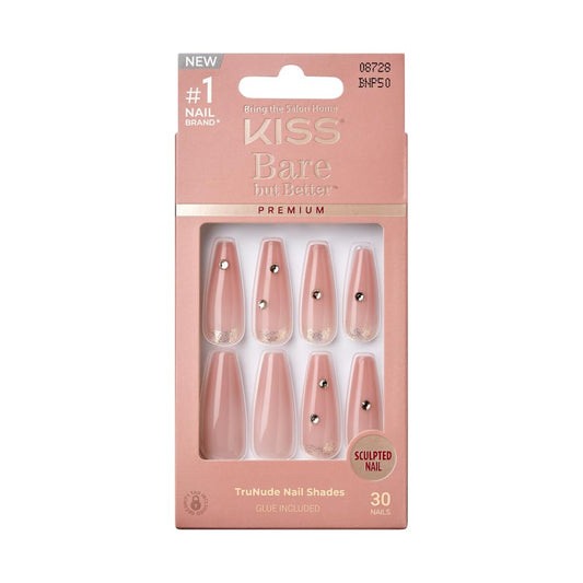 KISS False Nails Kit | Bare but Better Ready-to-Wear X-Long Coffin Nails