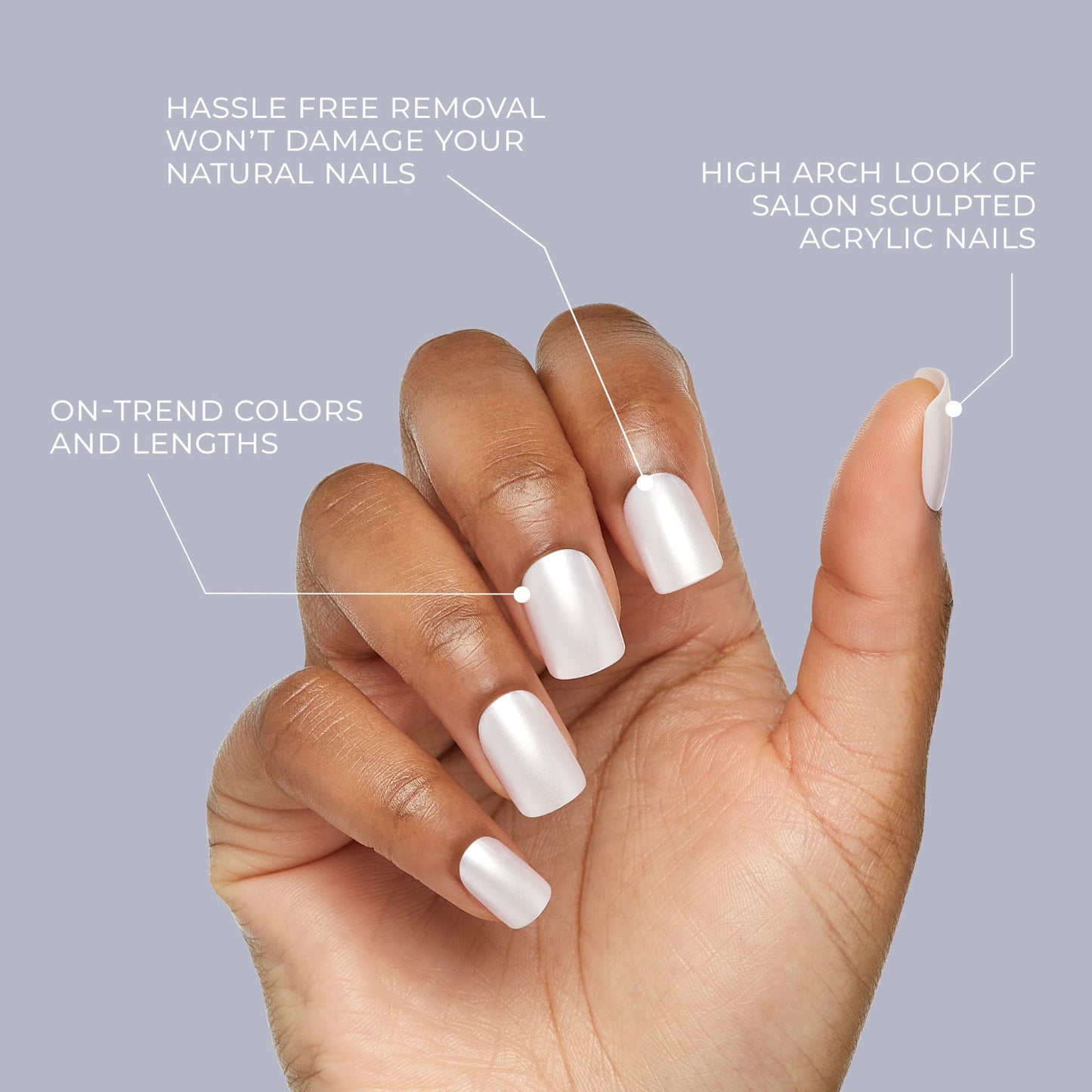 KISS Gel Fantasy Midnight Snacks Nails – Short Squoval Press-On Kit (28 Nails + Glue)