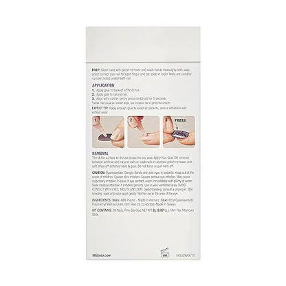 KISS Gel Fantasy Midnight Snacks Nails – Short Squoval Press-On Kit (28 Nails + Glue)