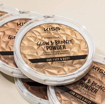 KISS NEW YORK Pro Touch Glow & Bronze Poudre – Visage et Corps, Teinte Profonde KPBP02