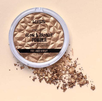 KISS NEW YORK Pro Touch Glow & Bronze Poudre – Visage et Corps, Teinte Profonde KPBP02