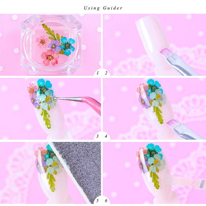 KISSBUTY 2 Boxes Dried Flowers for Nail Art – 24 Colors Mini Real Flowers (Gypsophila & Daffodil)