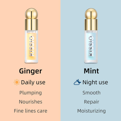 KISSIO Plumping Lip Gloss Set – Day & Night Lip Care with Ginger, Peppermint & Jojoba Oil