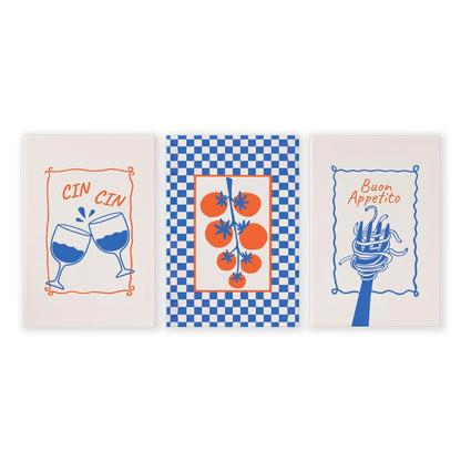 Kitchen Artwork | Set of 3 Italian Lifestyle Wall art Prints