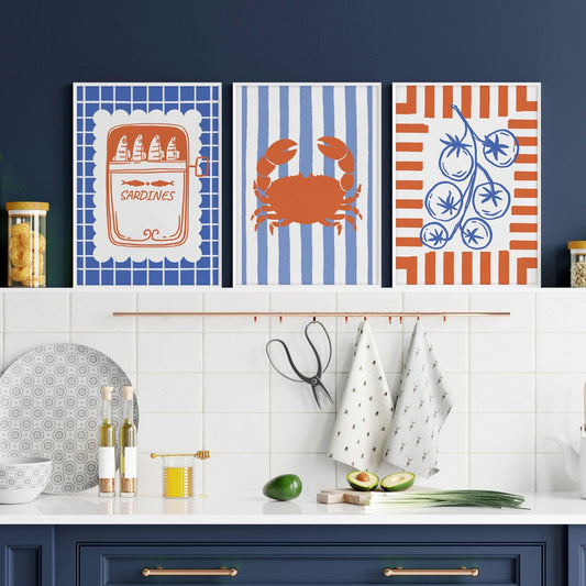 Kitchen Modern Wall Decor | Set of 3 Italian Lifestyle Wall art Prints