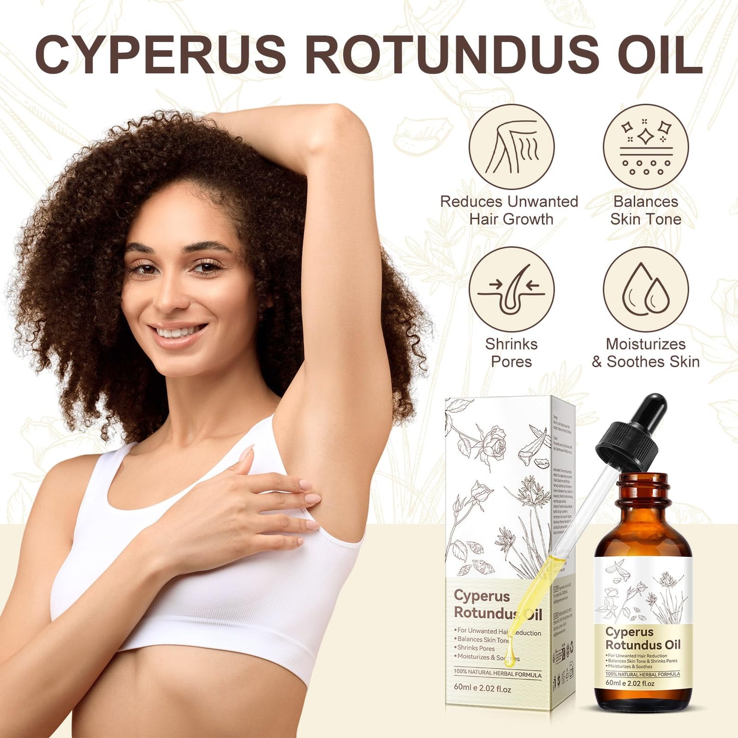 KITNOBLIS Cyperus Rotundus Oil – Hair Reduction & Hydration (120 ml)