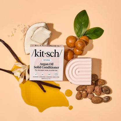 Kitsch Argan Oil Conditioner Bar – Repair Damaged Hair, Anti-Frizz, 2.7 oz – Paraben/Sulfate/Silicone-Free – Made in USA