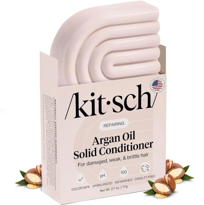 Kitsch Argan Oil Conditioner Bar – Repair Damaged Hair, Anti-Frizz, 2.7 oz – Paraben/Sulfate/Silicone-Free – Made in USA
