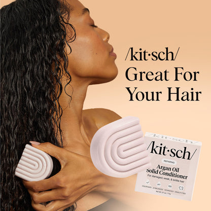 Kitsch Argan Oil Conditioner Bar – Repair Damaged Hair, Anti-Frizz, 2.7 oz – Paraben/Sulfate/Silicone-Free – Made in USA