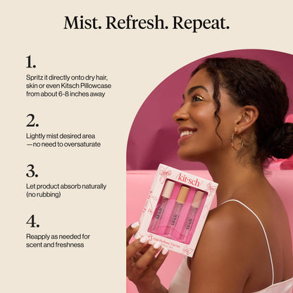 Kitsch Hair Perfume Trio Set – 3x10mL with Odor-Eliminating Technology | Hair & Pillow Mist