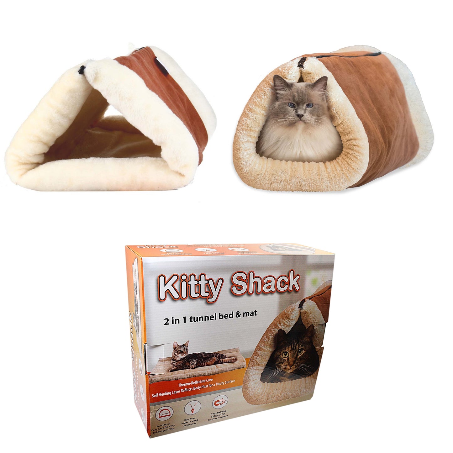 Kitty Shack 2in1 Tunnel Bed Mat for Cats Cozy Hideaway