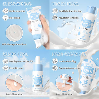 KIUORET 12-Piece Milk Skincare Set for Girls 8-12 | Niacinamide & Hyaluronic Acid Hydration