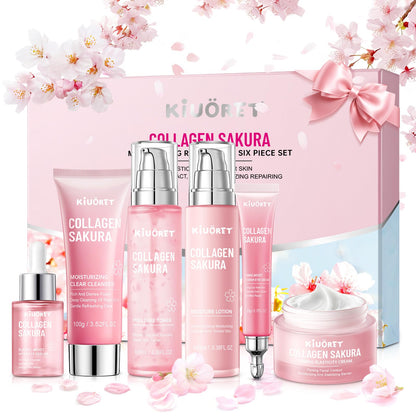 KIUORET Sakura Skin Care Set – 6-Piece Korean Kit for Hydration & Gentle Anti-Aging