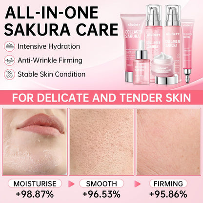 KIUORET Sakura Skin Care Set – 6-Piece Korean Kit for Hydration & Gentle Anti-Aging