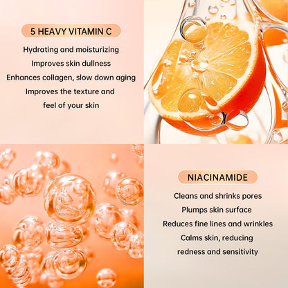 KIUORET 11-Piece Vitamin C Skincare Set for Teens & Women – Cleanser, Toner, Eye Cream, Serum, Lotions, Cream & Sheet Masks
