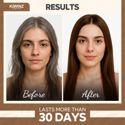 Kiwinz Professional Hair Color Shampoo – 5 in 1, Ammonia-Free, Instant Grey Coverage (Light Brown) – 500ml