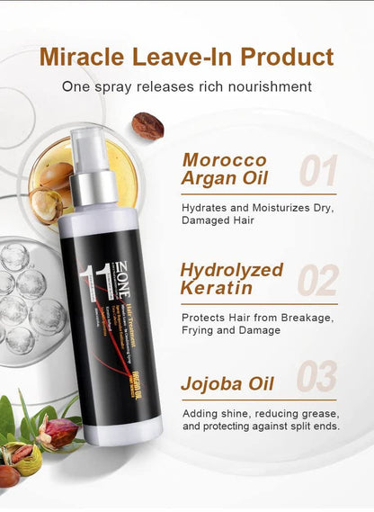KizaiaCare 11-in-1 Leave-In Detangler Spray | Sulfate-Free, All Hair Types
