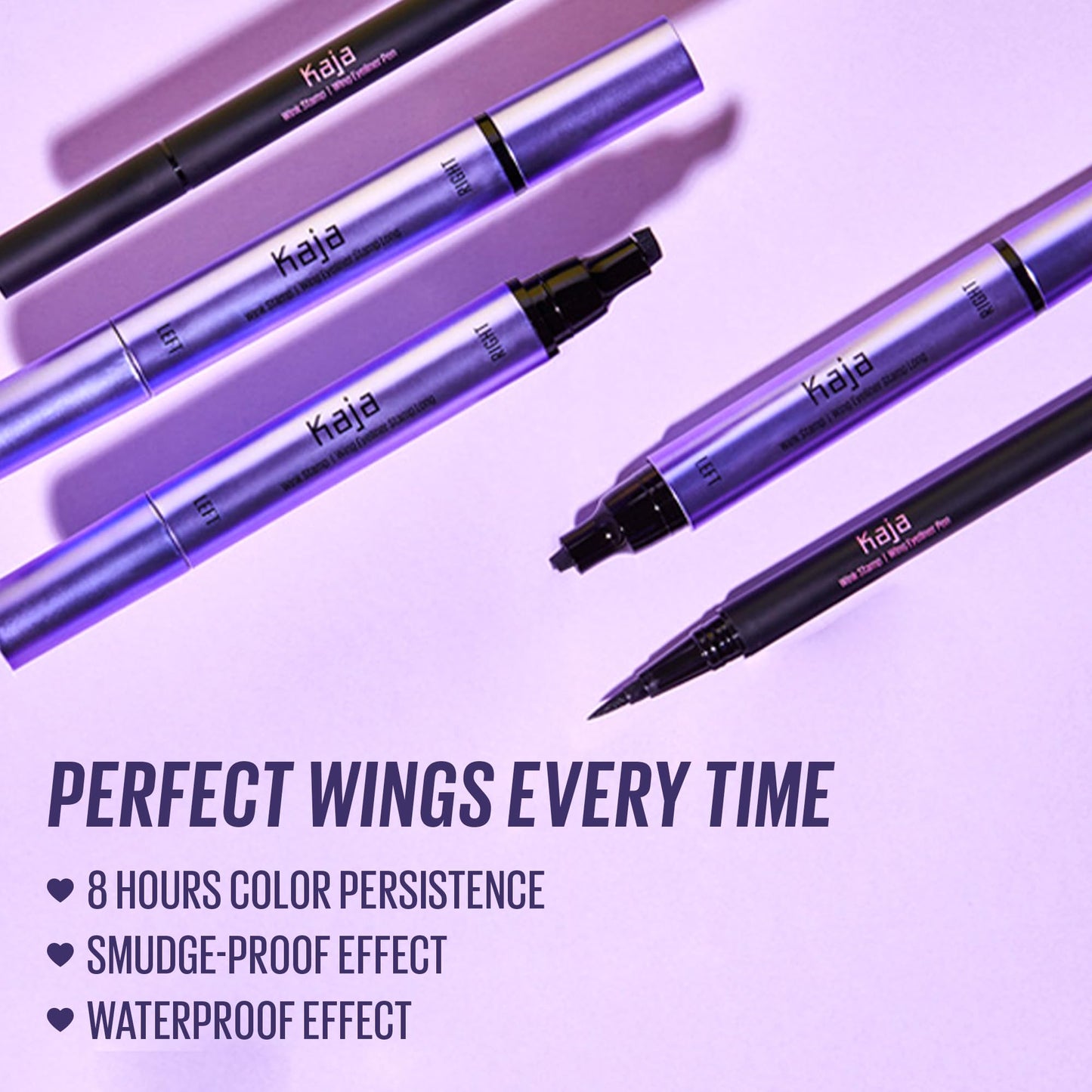Kaja Winged Eyeliner Set - Wink Stamp Long | Avocado Extract, Waterproof & Smudge-Proof
