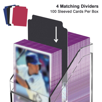 KKU 4 Pack Card Deck Cases – Acrylic Storage for 400+ Sleeved Cards (4 Colors)