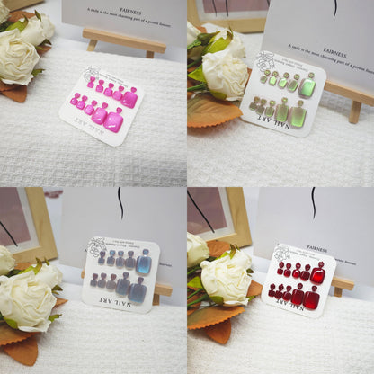 KKUUOO 4Pack Summer Glossy Acrylic Toenails – Full Cover Glitter, 96 Pcs