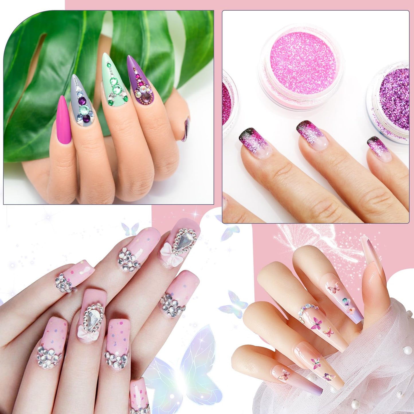 Klemon Acrylic Nail Kit – Complete Multicolor Powder Set with UV Lamp for Beginners