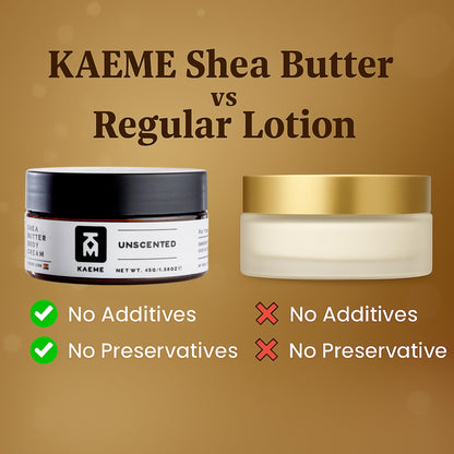KM KAEME Unscented African Shea Butter | Fragrance-Free Skin & Hair Moisturizer 3.4oz