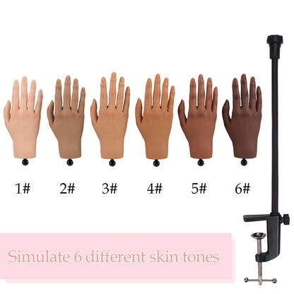 KnowU Nail Practice Hand with Stand Bracket — Soft Silicone, Bendable For Acrylic Nail Art